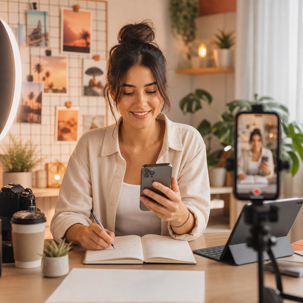 Illustration der Instagram- und Facebook-Logos mit KI-Scan eines Foto-Feeds auf Altersmerkmale.