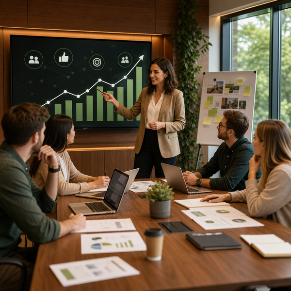 LinkedIn marketing dashboard with business content planning notes for 2026
