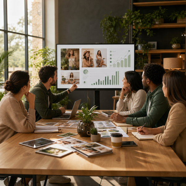 Influencer and brand team planning a long-term social media marketing strategy