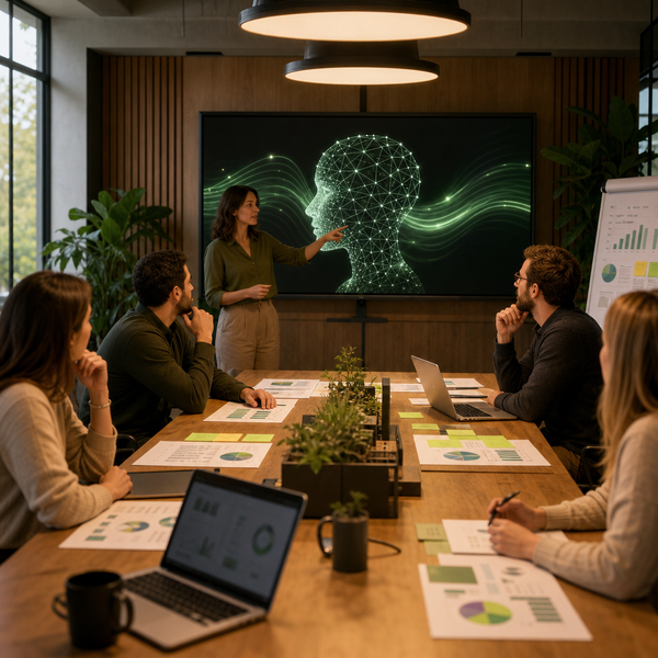 Illustration of Meta AI ads on a social media dashboard with marketing analytics