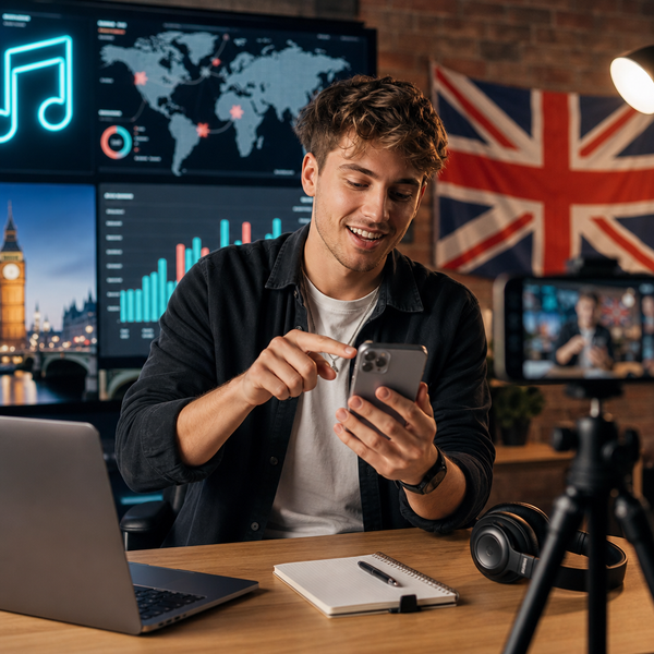 Criador usando músicas em tendência no TikTok UK para ampliar alcance e engajamento