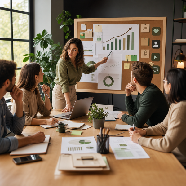Dashboard di analytics social accanto a un avviso di chiusura, che illustra il rischio di dipendenza dalle piattaforme nella strategia social media marketing
