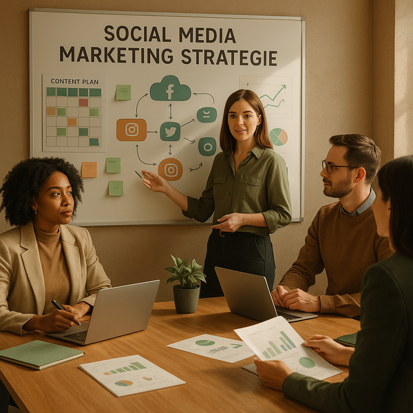 Werkzeugkasten mit digitalen Tools für Social-Media-Management