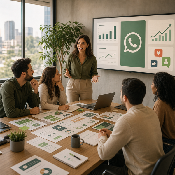 WhatsApp-marketingstrategie voor 2026 op een smartphone en laptop