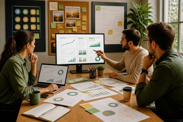 estrategia redes alternativas sendible para creator workspace with metrics dashboard, planning checklist, and campaign board