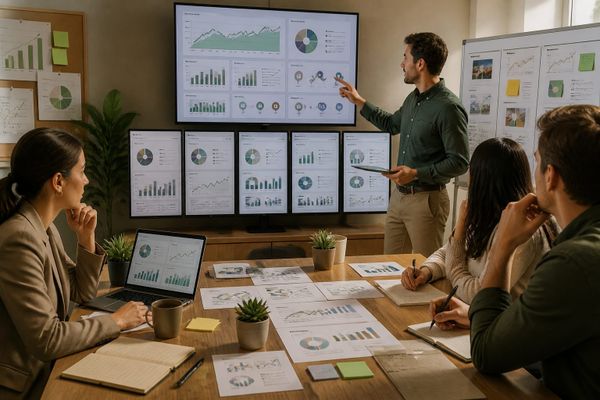 alternative vista gestione creator workspace with metrics dashboard, planning checklist, and campaign board