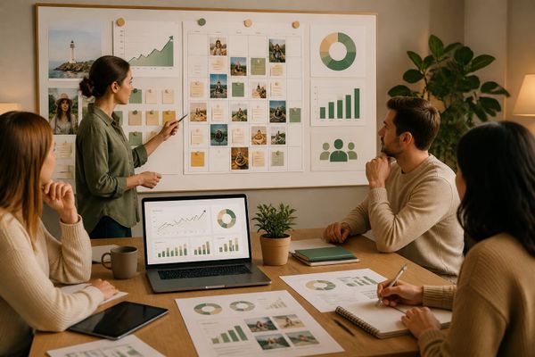 build brand awareness audience reach dashboard with post calendar and distribution planning board
