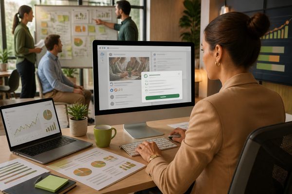 facebook community notes twoja strategia audience reach dashboard with post calendar and distribution planning board