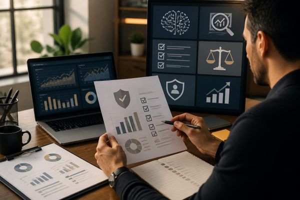 search marketer ecznosciowy powinien priorytetyzowac AI search briefing workspace with query map, ads dashboard, and source checklist