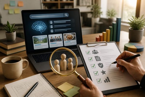 checklist visibilidad confianza busqueda guia creator workspace with metrics dashboard, planning checklist, and campaign board