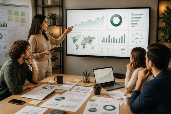 Dashboard view of Google Search Console AI performance report with social media campaign metrics