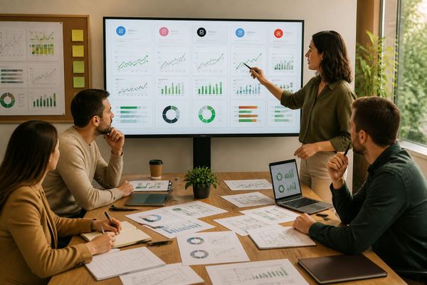 Dashboard showing campaign metrics across multiple social platforms