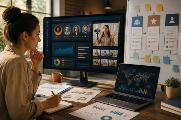 LinkedIn Creator Marketplace dashboard concept with creator and brand icons