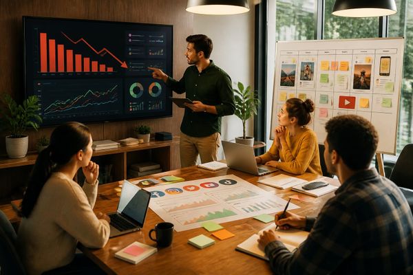 redes sociales tras caida contrataciones creator workspace with metrics dashboard, planning checklist, and campaign board