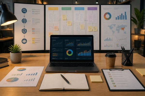 narzedzia pamieci pogarszaja modele znaczy AI search briefing workspace with query map, ads dashboard, and source checklist