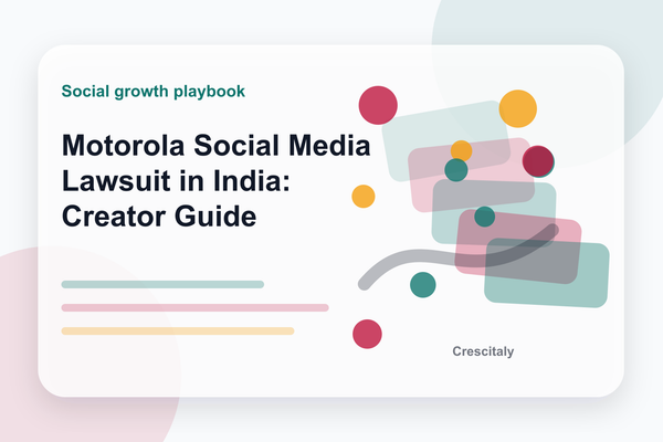 Creator risk dashboard for the Motorola social media lawsuit in India showing platform liability, review evidence, brand safety checks, and speech concerns.