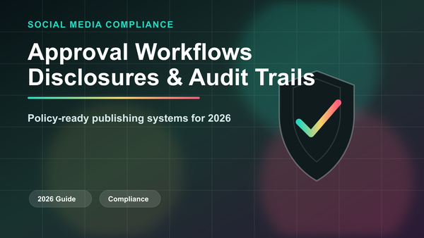 Social Media Compliance 2026: Approval Workflows, Disclosures, and Audit Trails editorial cover image