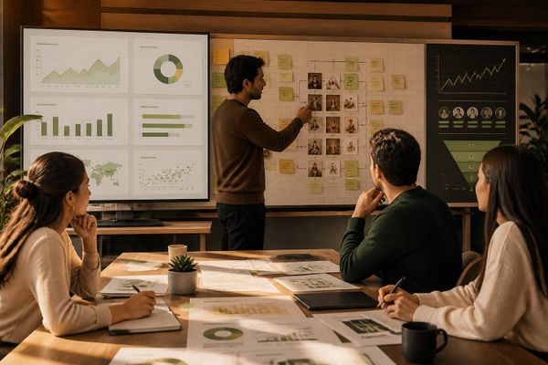 estrategia variable ningun dashboard puede creator workspace with metrics dashboard, planning checklist, and campaign board
