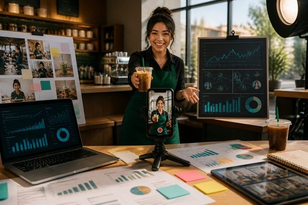 tiktok custom creator networks employee short-form creator studio with posting calendar and engagement metrics board