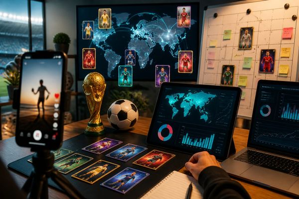 tiktok digital trading cards world audience reach dashboard with post calendar and distribution planning board