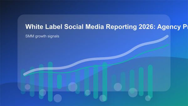 White Label Social Media Reporting 2026: Agency Proof, Client Tr cover showing smm growth signals, content workflow, and performance checks