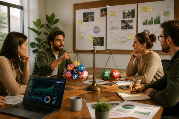 perche alcuni canali premiano ampiezza creator workspace with metrics dashboard, planning checklist, and campaign board