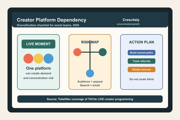 Creators preparing multi-platform content and analytics dashboard for diversification