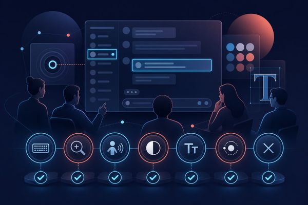 키보드 포커스와 스크린리더, 대비, 확대 테스트가 연결된 Discord 커뮤니티 접근성 QA 보드