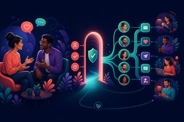 Conversación de Instagram que se convierte con consentimiento en un contacto organizado y una relación fuera del algoritmo