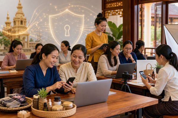 Dashboard Laos Cybersecurity 2026 ສະແດງ Social Media checklist ແລະ MSME digital business workflow