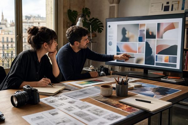 Creadores en España evalúan IA visual de OpenAI y Reve en un workspace con camera, screen, imágenes y checklist de procedencia
