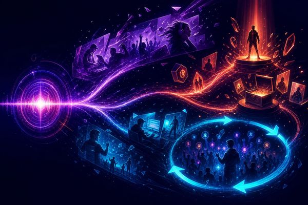 A music release expands into remix prompts, fan spotlights, unlocks, and measurable participation loops