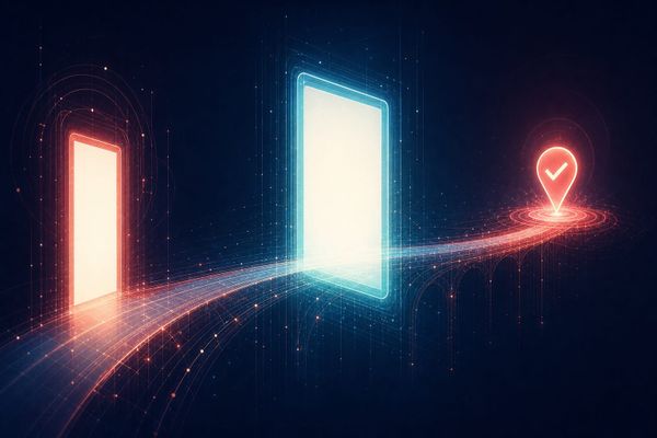 Ein vertikaler YouTube Short führt über eine markierte Brücke zu einem ausführlichen Tutorial und einer messbaren Lead-Spur