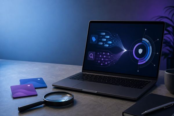 Microsoft Clarity AI dashboard con checklist de consultas de marca y gráfico de autoridad