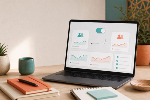 Google AI Search 2026 en un dashboard de Search Console con checklist de exclusión reversible
