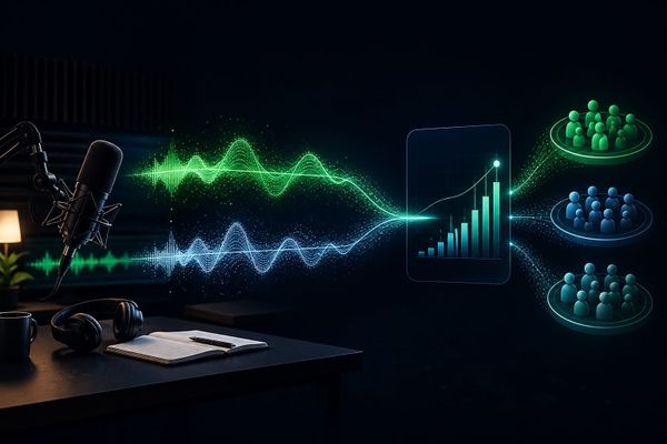 spotify experiment before your next creator phone workspace with audio waveform board and posting calendar