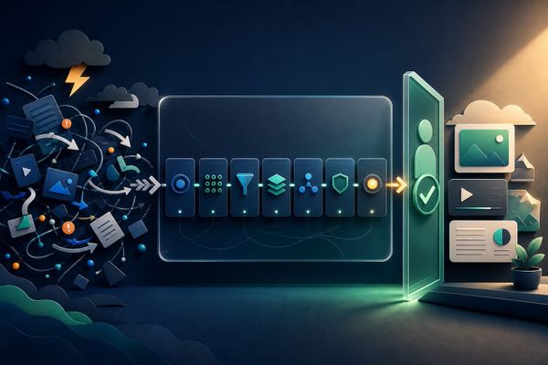 OpenAI workflow brief dashboard for agencies with seven control fields, approval gates, social content steps, and a 30-day measurement table