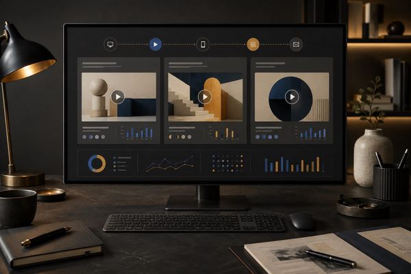 Adobe Content Analytics paid media: original ad creative cards beside a visual comparison board for Meta and Google Ads reporting