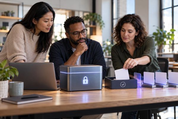 1Password for Agents checklist: small-business team reviews a limited credential request at a separate human approval step