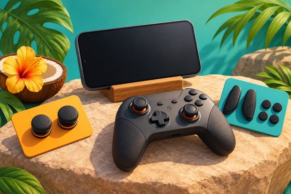 Studio Galaxy A27 Gaming Package dengan ponsel generik, kontroler dan dua kartu aksesori tanpa merek