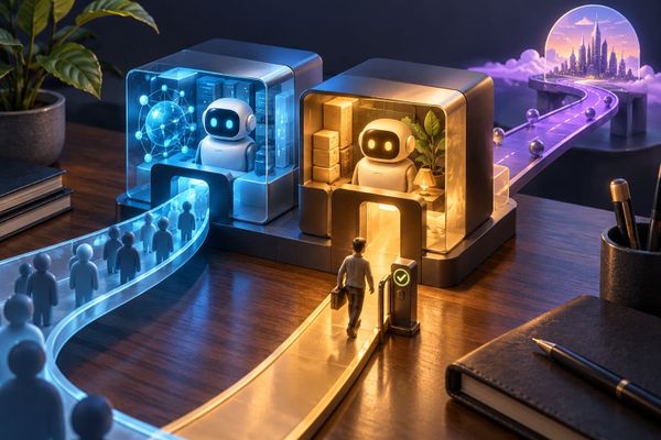 A Muse Wonder access comparison studio with two model blocks, a subscriber doorway, a human approval gate and a separate future path