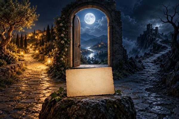 Uno studio narrativo per Racconto di una notte con ingresso al chiaro di luna, due sentieri e una carta episodio vuota