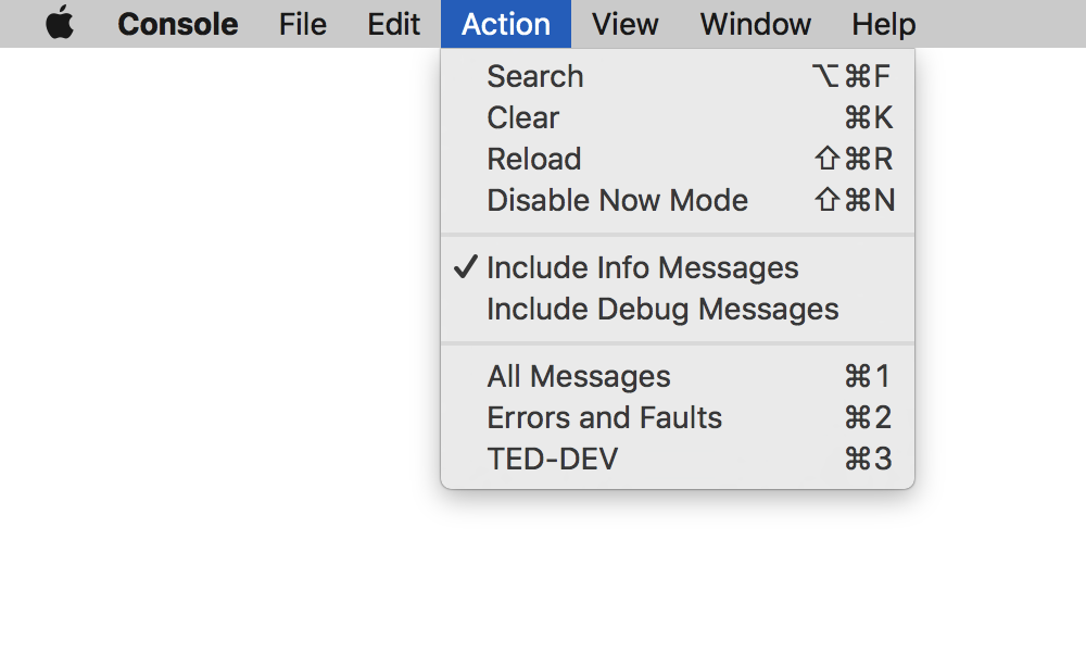 Turn on info and debug messaging in the Sierra Console