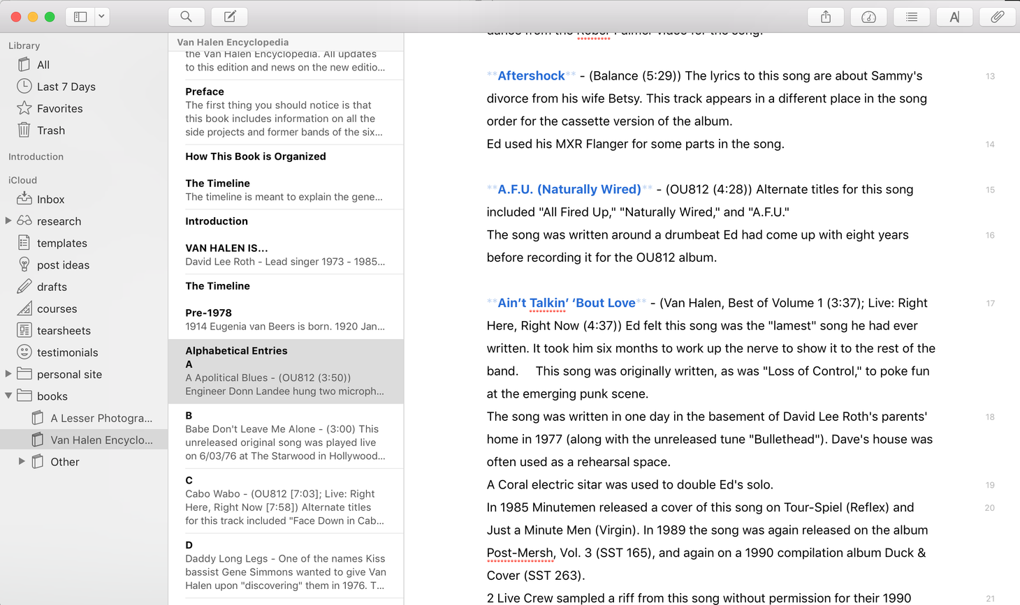 Using Ulysses as a Database for The Van Halen Encyclopedia