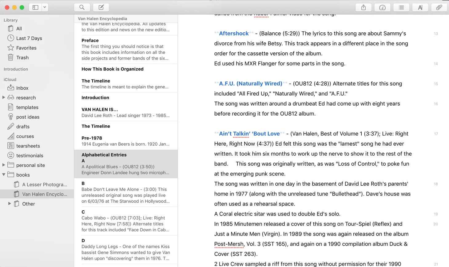 Using Ulysses as a Database for The Van Halen Encyclopedia
