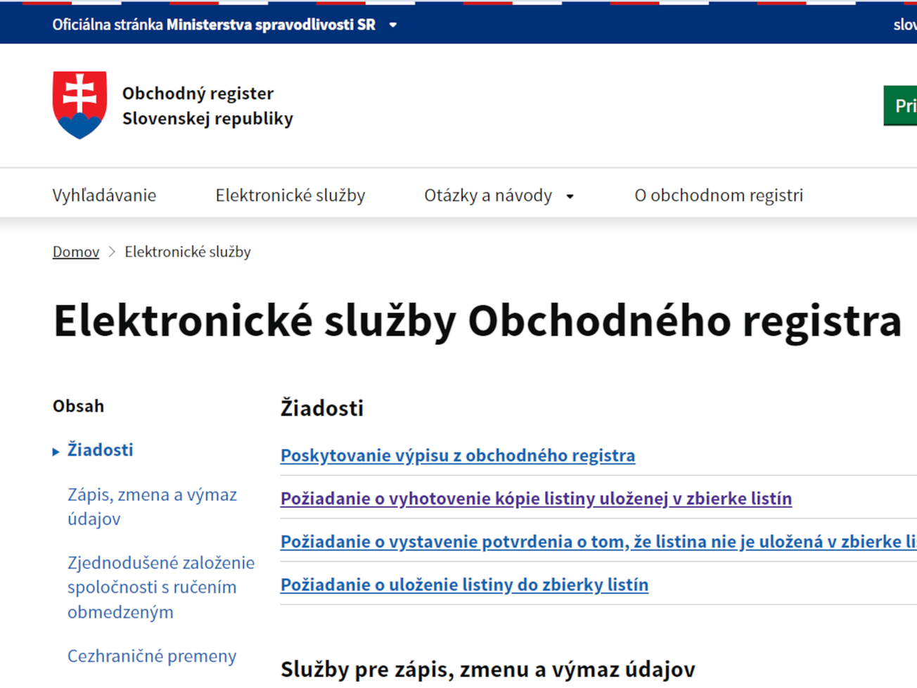 Nový webový portál obchodného registra