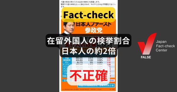 在留外国人の検挙割合は日本人の約2倍? 元資料の注釈を省略【ファクトチェック】