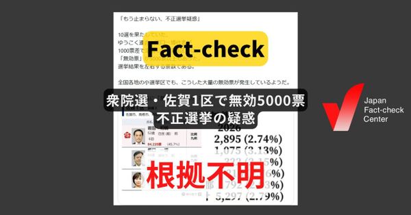 衆院選・佐賀1区で無効5000票、不正選挙の疑惑? 無効票は毎回数千票、選管「トラブルなし」 【ファクトチェック】