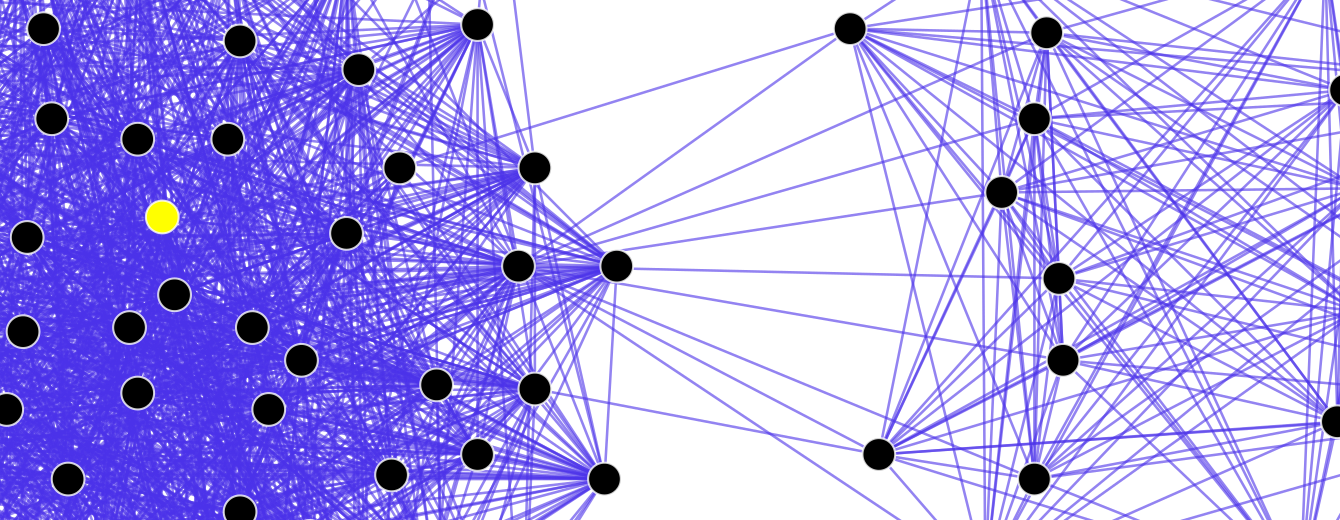 Purple intersecting lines that represent a social network, by the artist DarwinPeacock, Maklaan.