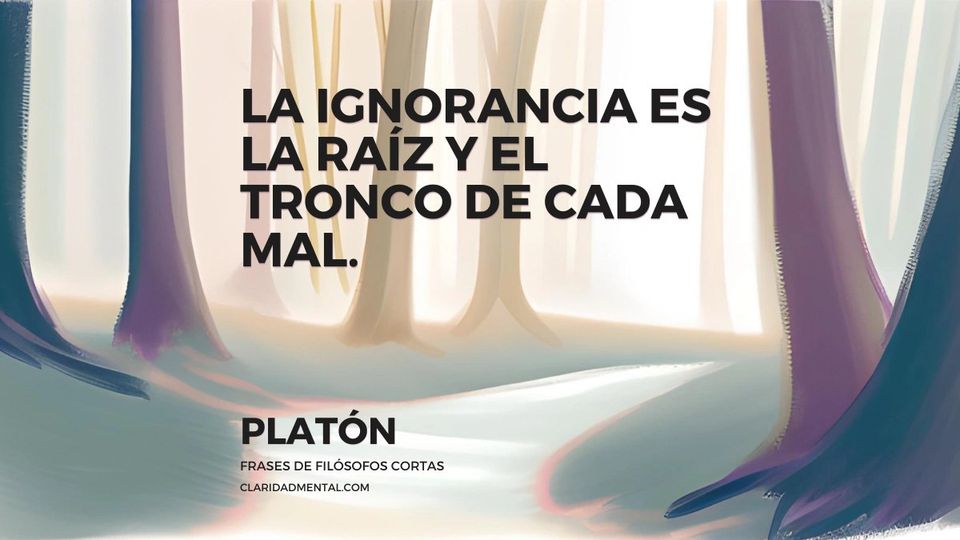 Platón: La ignorancia es la raíz y el tronco de cada mal.